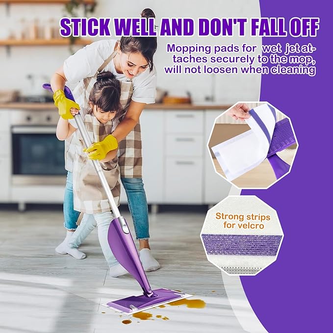 30 Pack Wet Jet Pads for Swiffer Wet Jet Mop - Wet Jet Refills for Multi-Surface Hardwood Floor Cleaning, 4 Layers Thickened Durable | Heavy-Duty Absorbent | Sticky