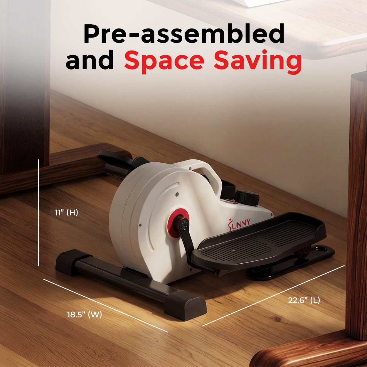 Sunny Health & Fitness Sitting Under Desk Pedal Exerciser, Portable Training Machine for Senior Exercise, Home Workout Elliptical & Bike - SF-E3872