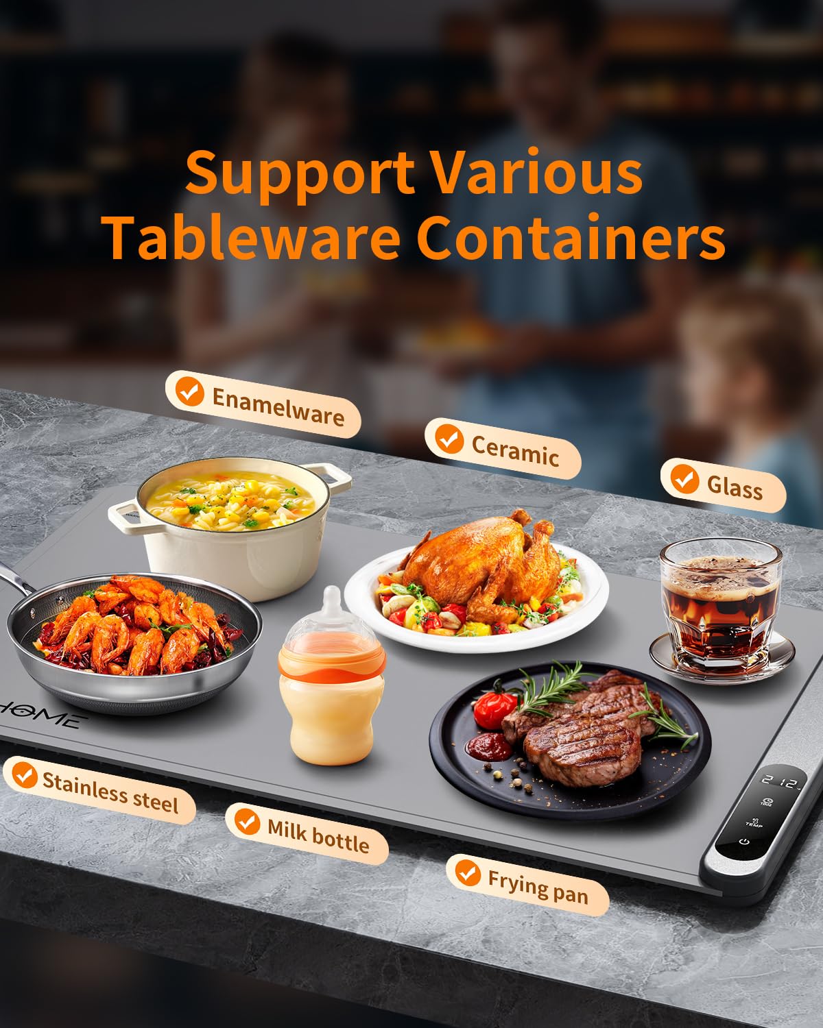 Food Warming Mat, Electric Warming Tray with 6 Level Temperature Settings,6 Hours Timer, Graphene Rapid Heating, Auto Shut-Off, Roll Up Food Warmer for Buffets Party, Countertop,Gatherings