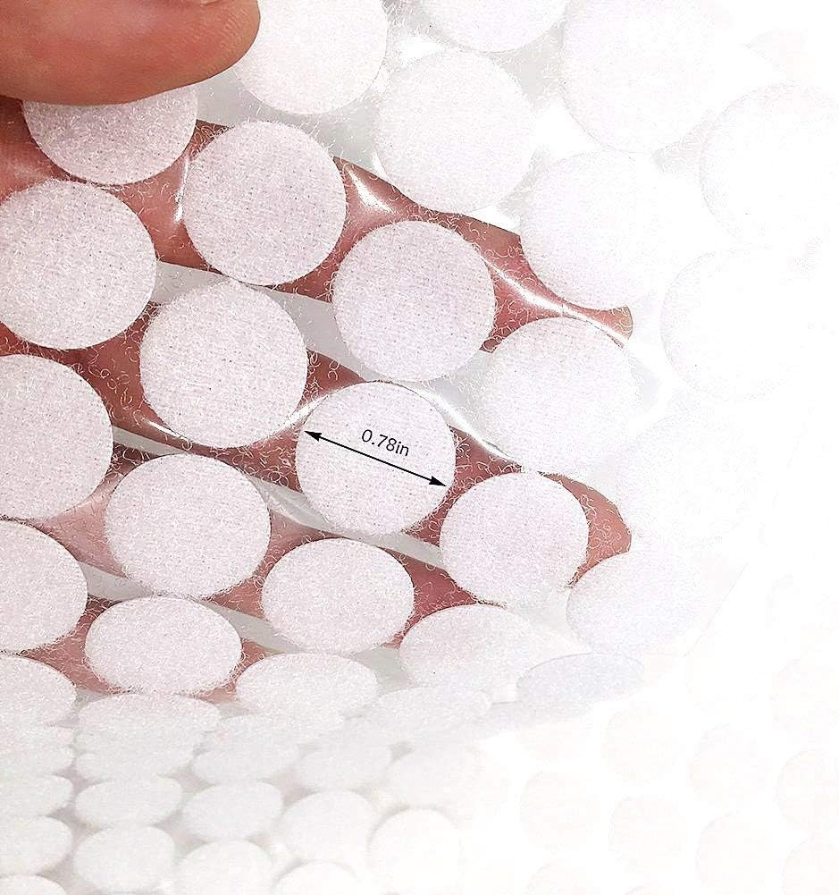 Self Adhesive Dots,1100pcs(550 Pairs) 0.59" Diameter Strong Sticky Back Hook Nylon, 15mm Loop Strips with Waterproof Glue Tapes, Perfect for School Classroom,Office, Home(White)