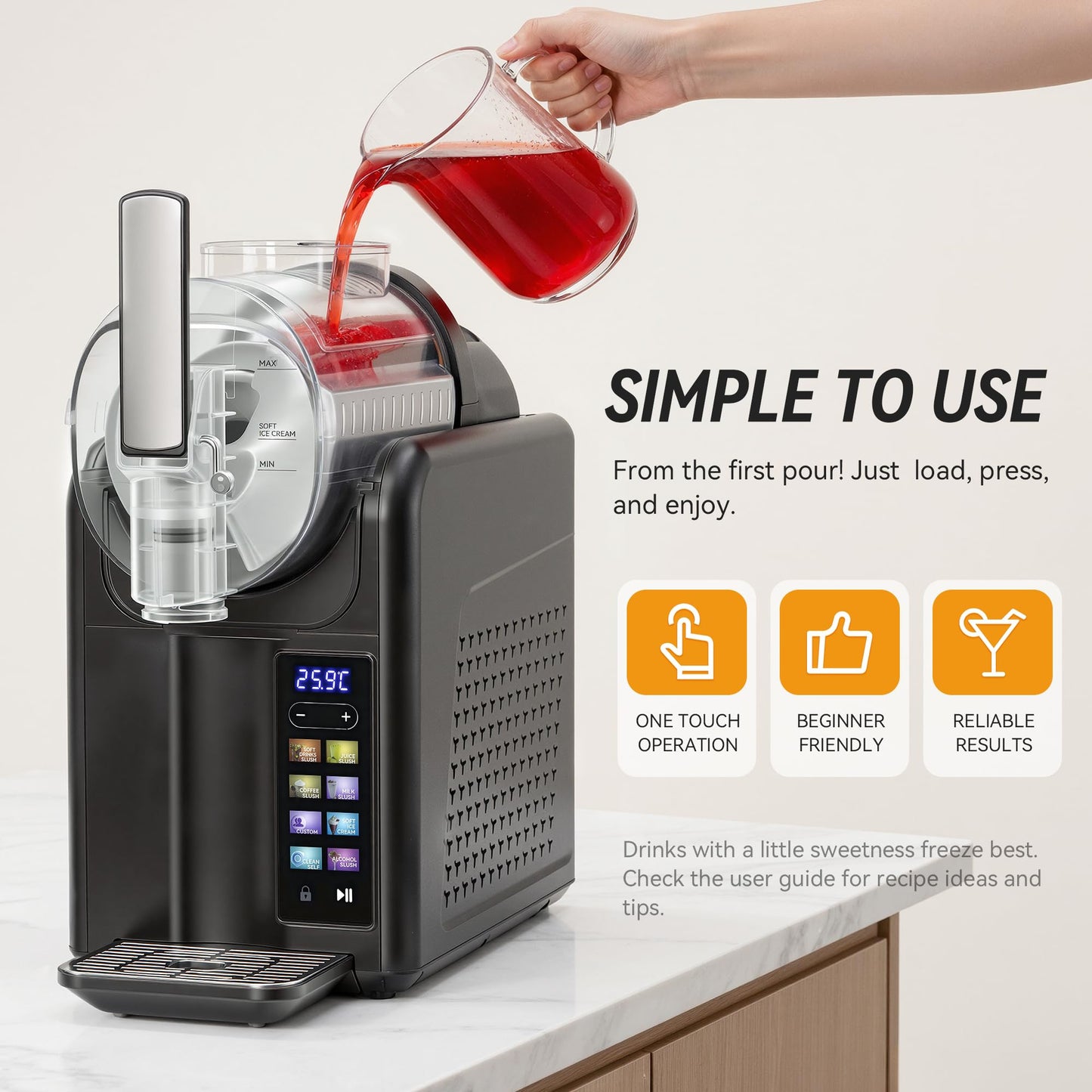 Slushie Machine for Home, Margarita Machine & ICEE Machine, No Ice Needed Frozen Drink Maker with 6 Presets, Self-Cleaning Slushy Machine for Home for Margaritas, Smoothies & Cocktails