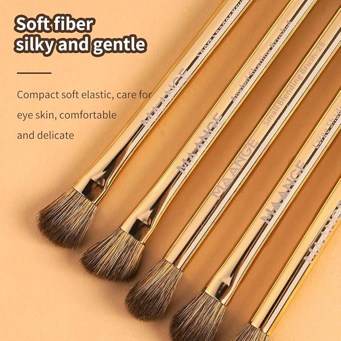 MAANGE 14-Piece Makeup Brush Set with Aluminum Ferrule- Premium Synthetic Makeup Brushes Kit Foundation Brush Eye Shadow for Beginners & Professionals(Gold Coffe)
