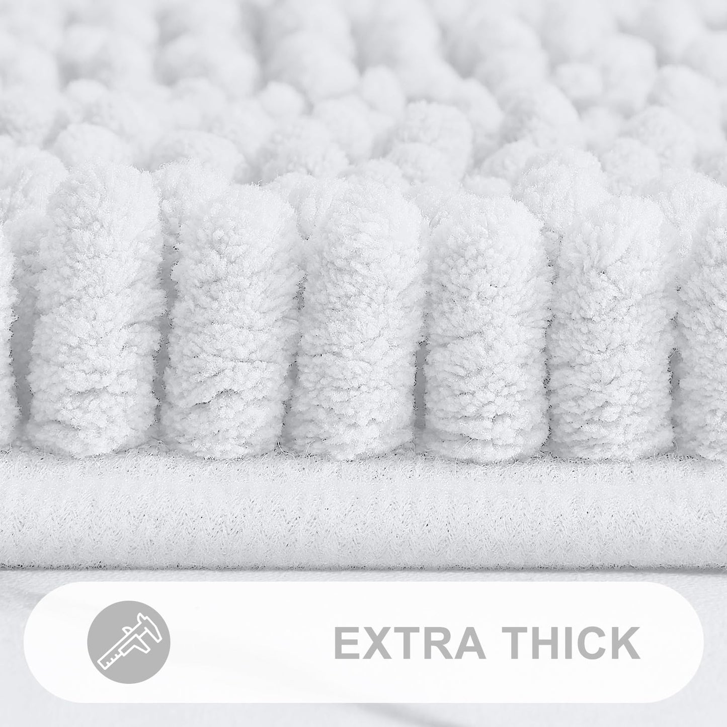 Grandaily Chenille Striped Bathroom Rugs 24x16, Extra Thick and Absorbent Bath Mats, Non-Slip Soft Plush Shaggy Shower Carpet, Machine Wash Dry, Bath Rug for Bathroom, (Small, White)