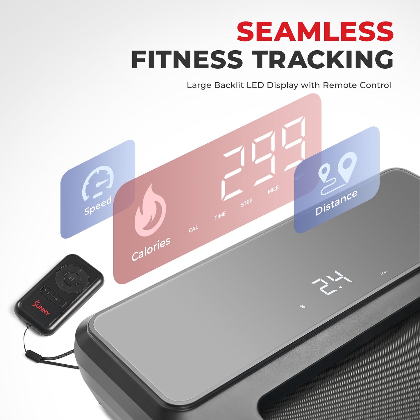 Sunny Health & Fitness Treadpad® Pacer Dual Mode Walking/Running Treadmill with 6-Level Auto Incline & Exclusive SunnyFit® App Enhanced Bluetooth Connectivity - SF-T722076