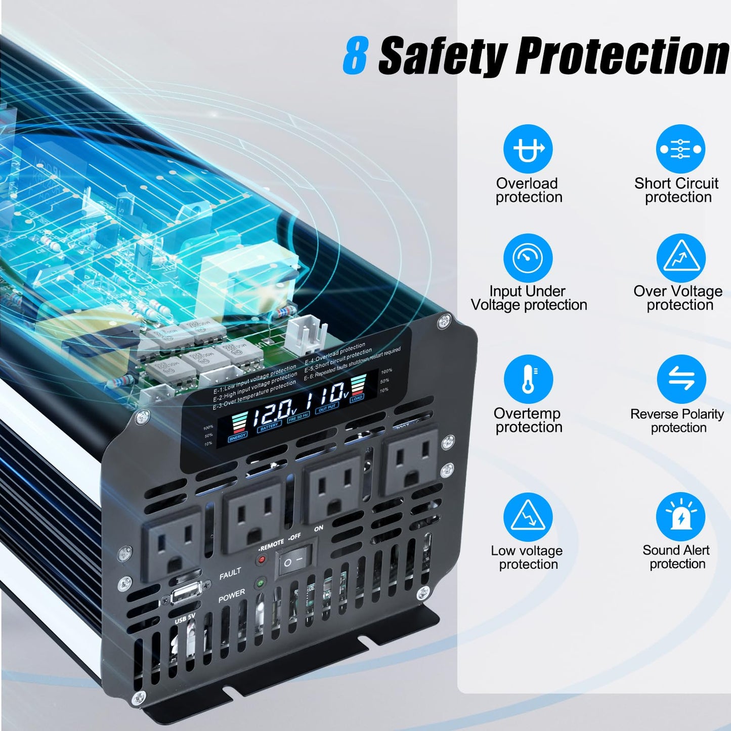 Lvyuan 4000 Watt Power Inverter 12V To 110V 120V For Vehicle, Solar Inverter System, Heavy Duty, Rv, Truck, Off Grid,Camping Wit