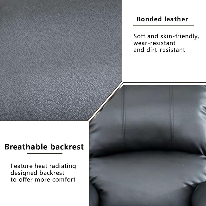 A Ainehome Living Room Furniture Set Leather Recliner Sofa Set Loveseat Chair Furniture Sofa Set for Living Room/Small Space/Rv/House/Office/Theater Seating (A-Black Leather, Sofa+Chairs)