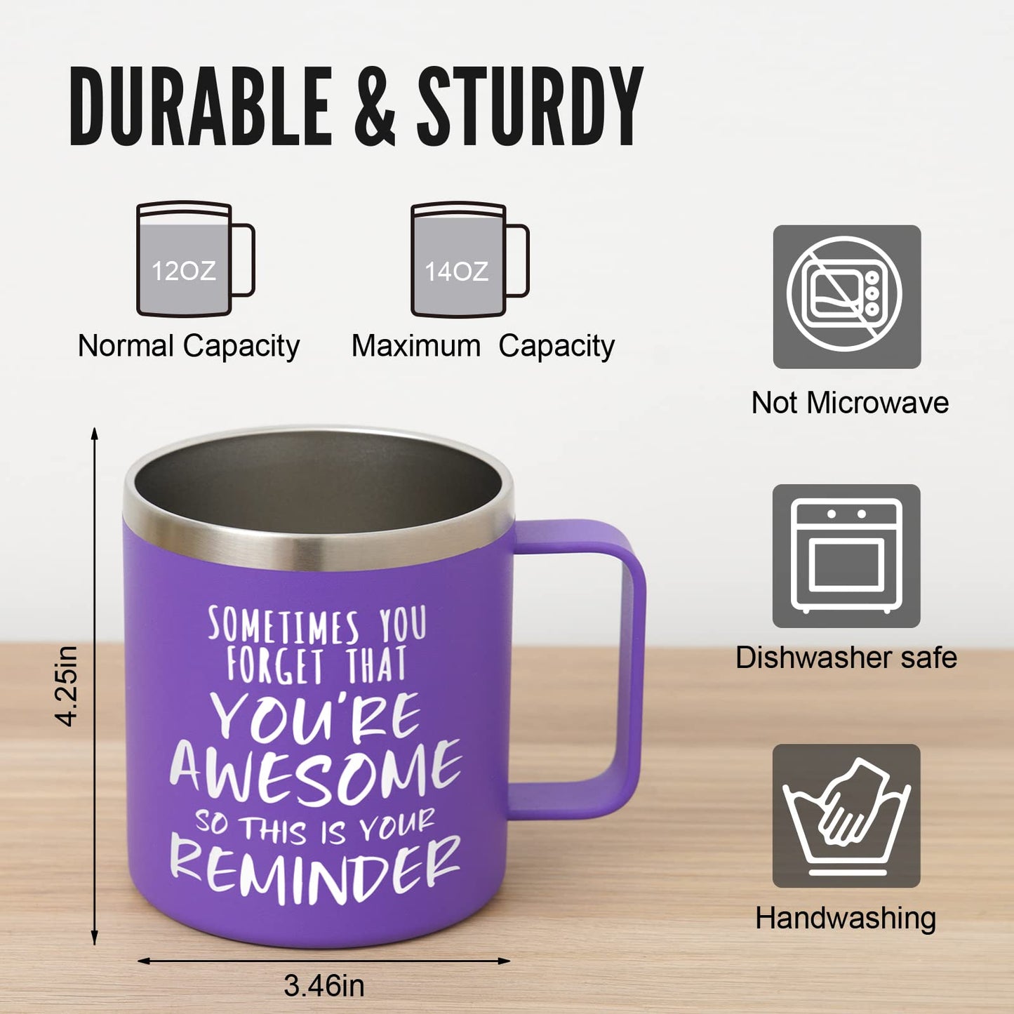 NOWWISH Inspirational Gifts for Women Wife, Sometimes You Forget You're Awesome Coffee Mug, Birthday Mothers Day for Mom Daughter Wife, 14Oz Purple