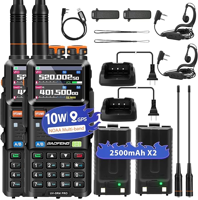 BAOFENG 5RM PRO 10W GPS Ham Radio Handheld, Long Range Walkie Talkies for Adults, UV-5RM PRO Multi-Band Two Way Radio with...