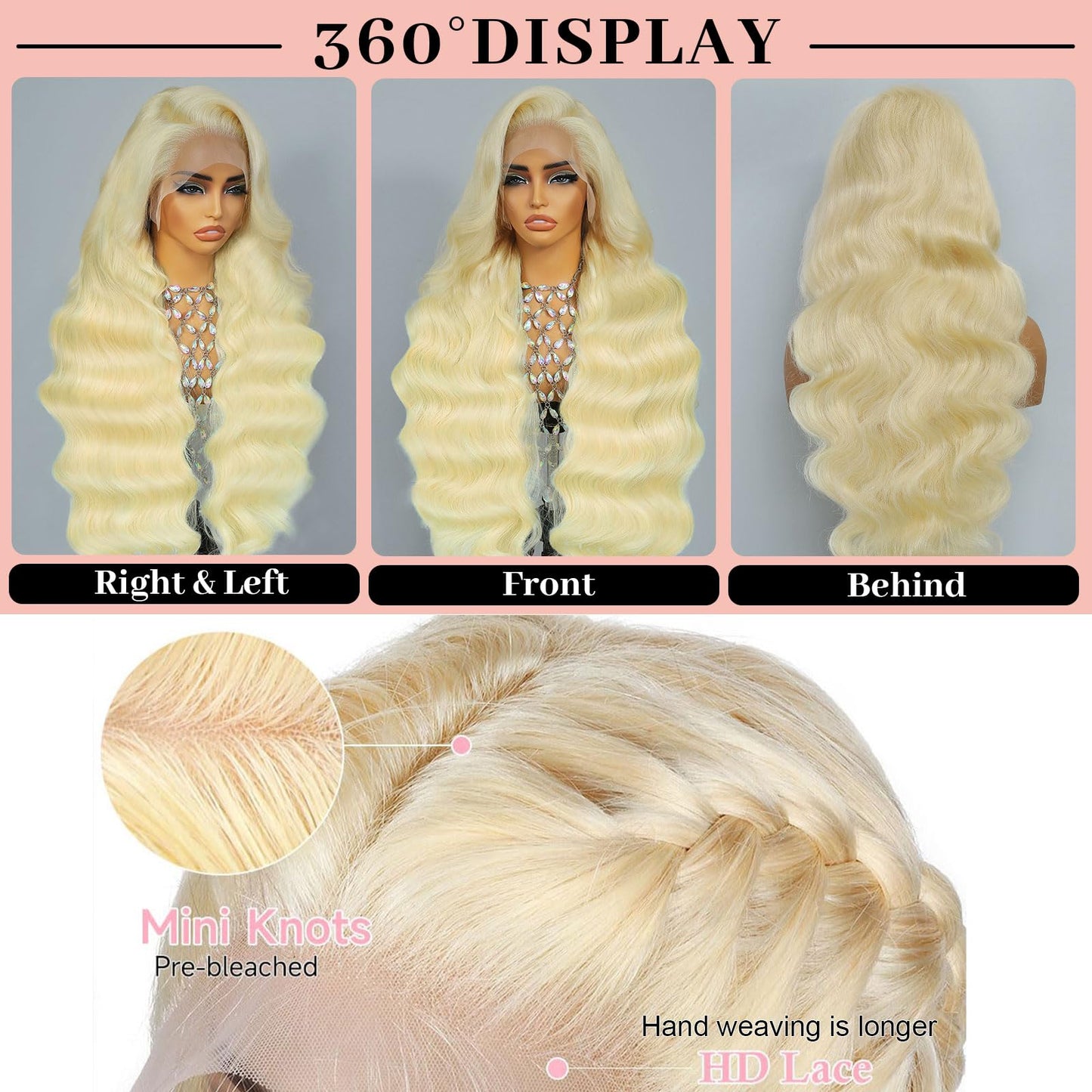 Quiport 613 Lace Front Wig Human Hair 210 Density Blonde Wig Human Hair 613 HD Lace Frontal Wig 13x6 Body Wave HD Lace Front Wig