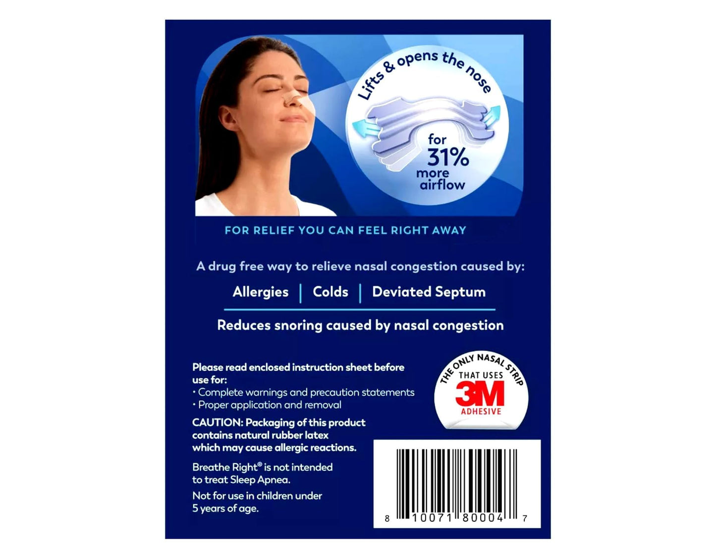 Breathe Right Nasal Strips - Clear - for Sensitive Skin - Sm/Med Clear Strips - 30 Count Strips Per Box - Pack of 3