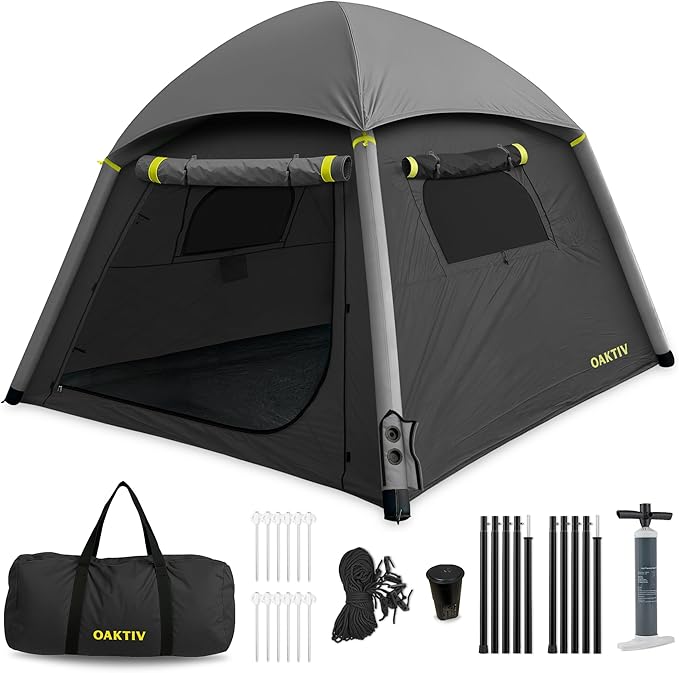 CloudCamp Inflatable Tents for Camping- 6 People Waterproof Oxford Fabric(210D), Quick Setup Air Tent with Manual & Batter...