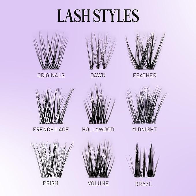 Lilac St - Originals Starter Kit - Includes Natural Faux Eyelash Clusters (10mm & 12mm), Clear Lash Glue, & Lash Applicator - Lightweight & Lifelike - Lasts 10 Days - Cruelty Free, Vegan - 20 Lashes