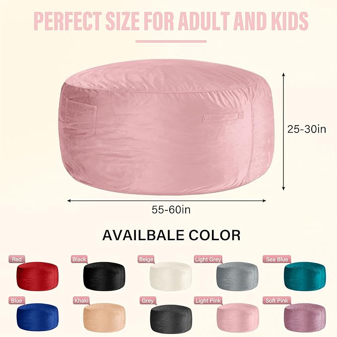HABUTWAY Bean Bag Chair: Giant 6' Memory Foam Furniture Bean Bag Chair with Microfiber Cover - 6Ft,Pink