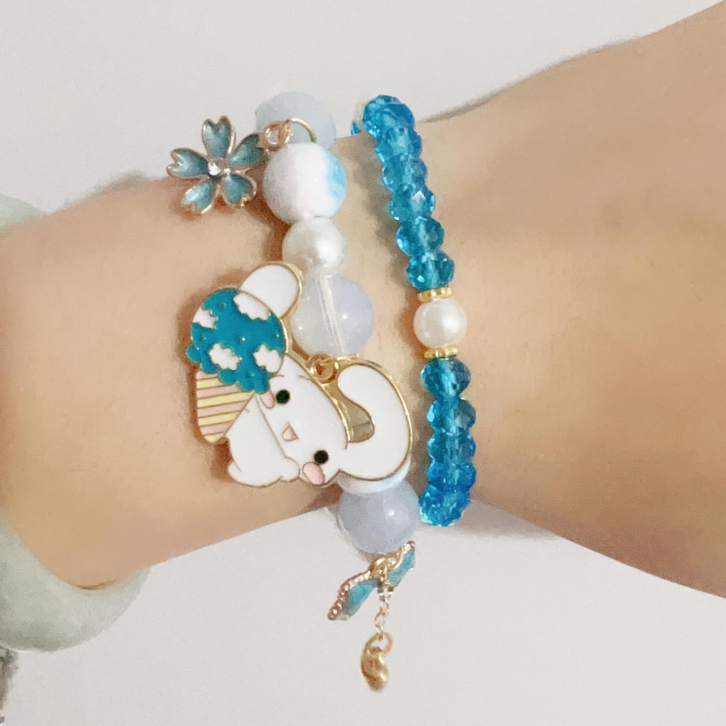 ZMANYIJEW Crystal Bead Bracelet for Women, Matching Beaded Bracelets for Best Friend(big-blue)