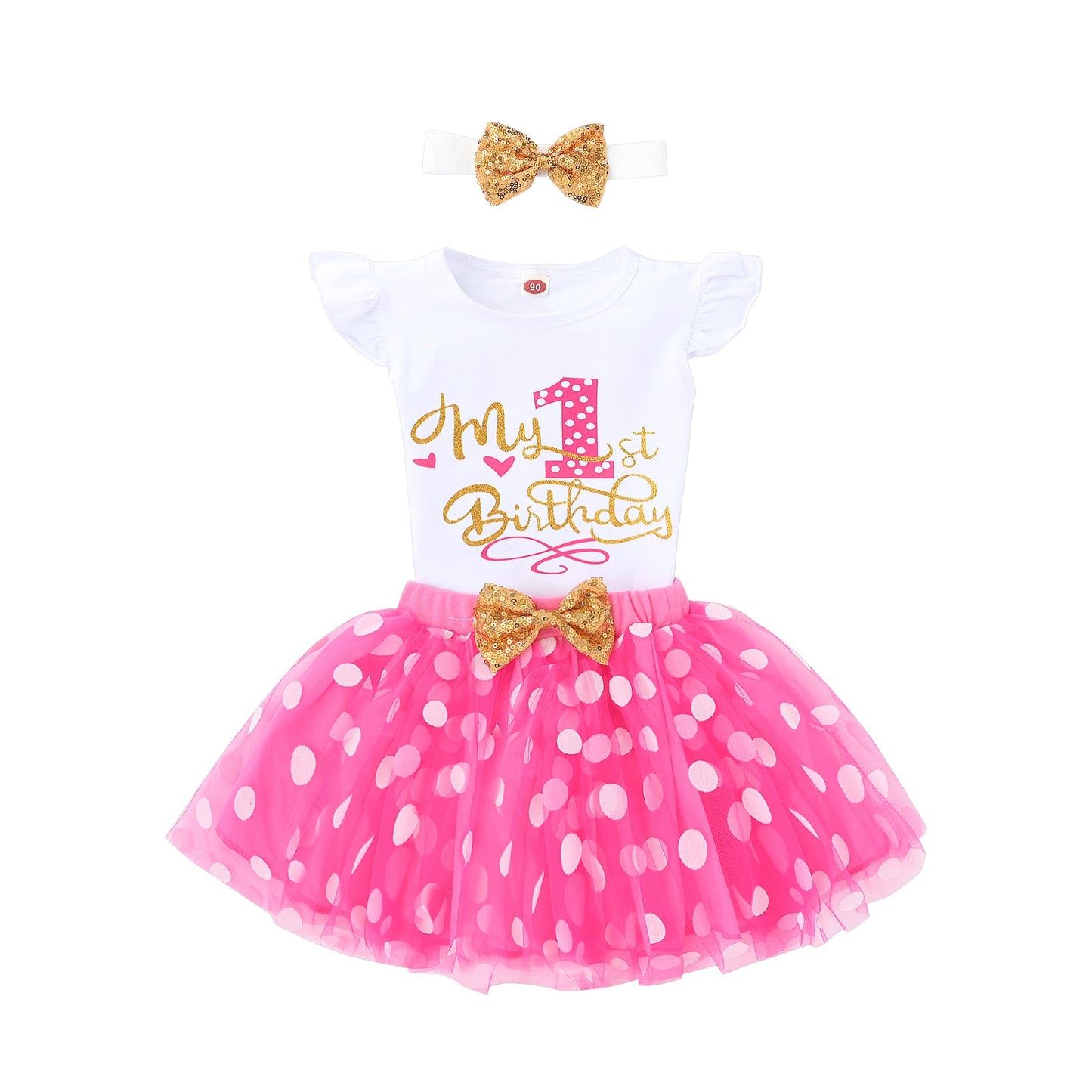 Laqualle Baby Girl 1st Birthday Cake Smash Outfit Toddler Girl Frist Birthday Tutu Dress with Headband Clothes Set