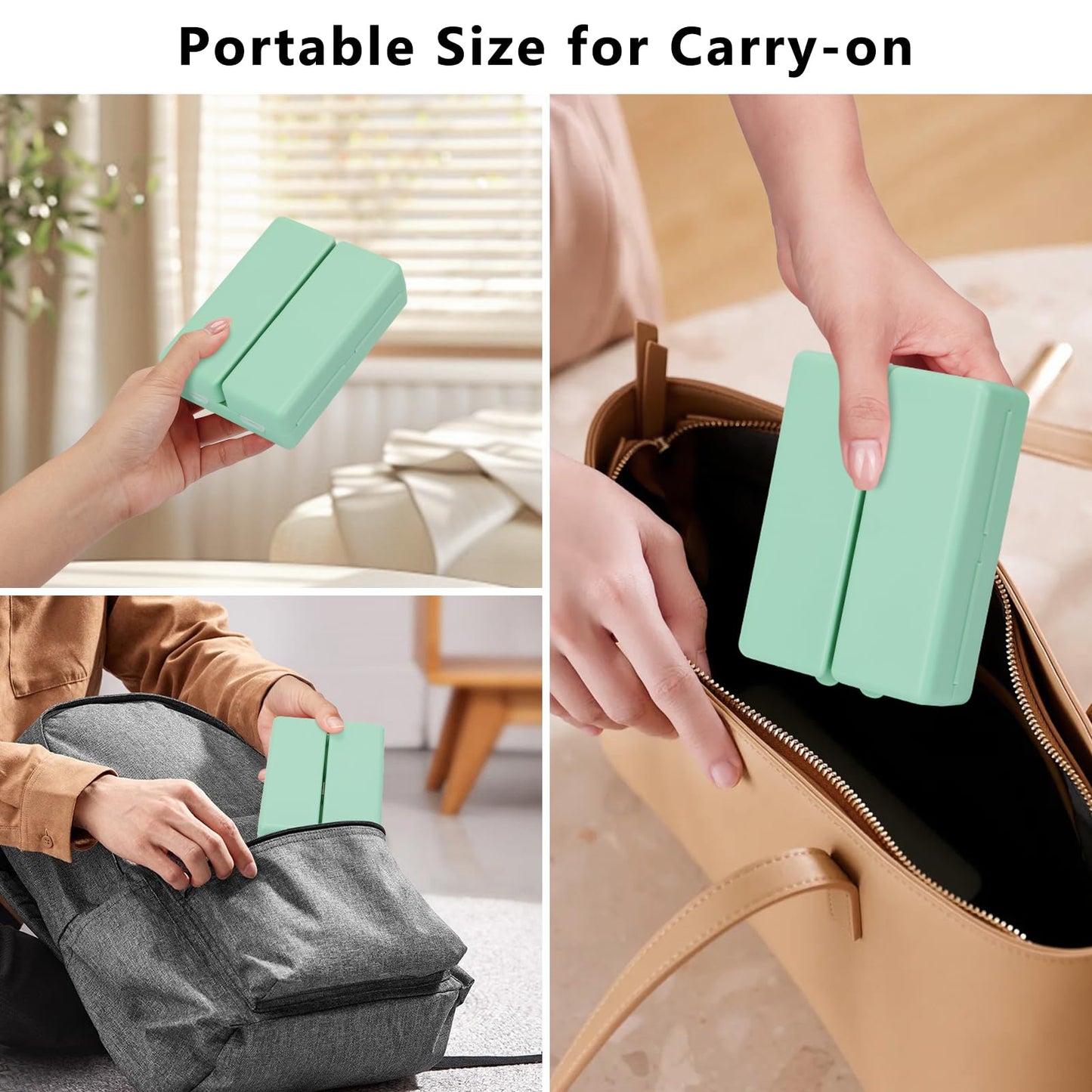 FYY 2 Pcs Daily Pill Organizer, 7 Compartments Portable Pill Case Travel Pill Organizer,[Folding Design] Pill Box for Purse Pocket to Hold Vitamins,Cod Liver Oil,Supplements and Medication-Green