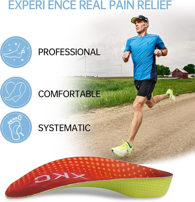 Arch Support Inserts Women Insoles - Orthotics Work Boot Shoe for Plantar Fasciitis, Flat Feet, Shock-Absorbing, Over-Pronation, Relief Heel Spur Pain, Heel Cushion Increase Men Women Insoles