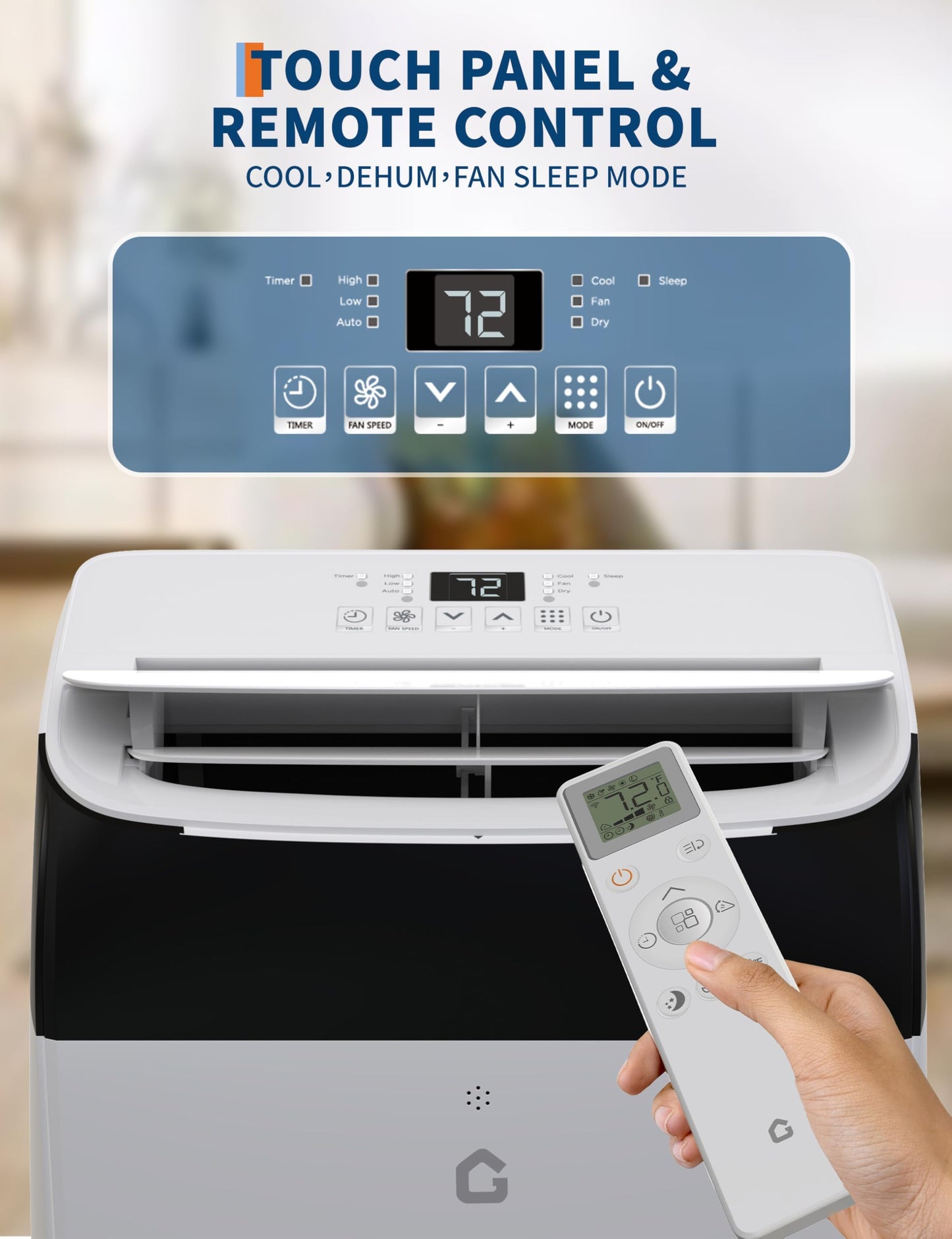 14,000 BTU Portable Air Conditioner for 750 Sq.Ft - 3-in-1 AC Unit with Cooling, Dehumidifier & Fan Modes, Remote Control, Timer & Ultra-Quiet Operation for Home/Office