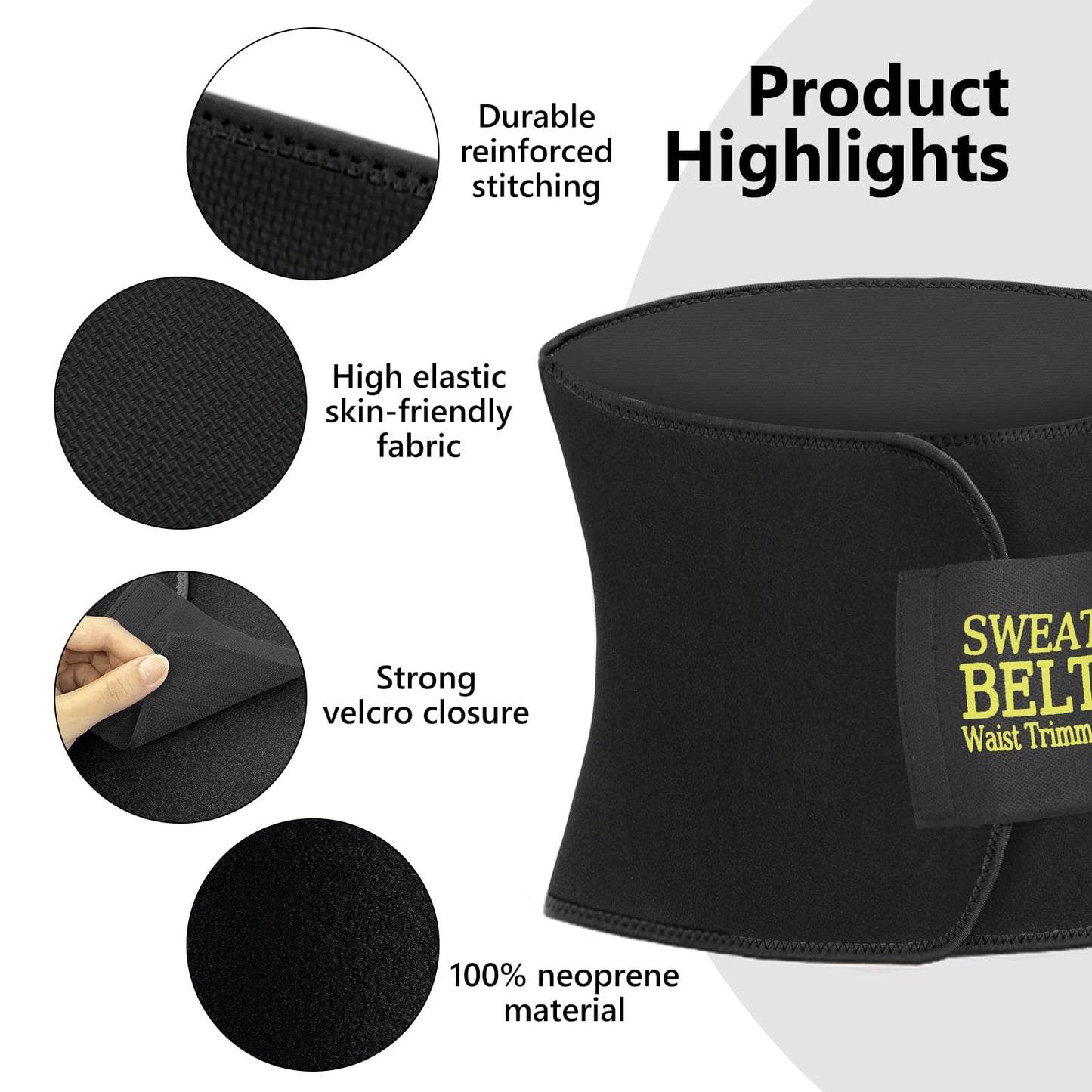 AMZBOSS Waist Trainer for Women Lower Belly Fat, Waist Sweat Band for Women, Belly Band Sweat Belt, Stomach Wrap, Faja Body Shaper (BLACK, Medium)