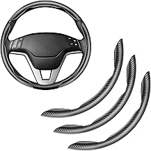 Amiss 3pcs Carbon Fiber Anti-Skid Steering Wheel Cover, Waterproof & Segmented Butterfly Design, Universal 99% Vehicle Whe...