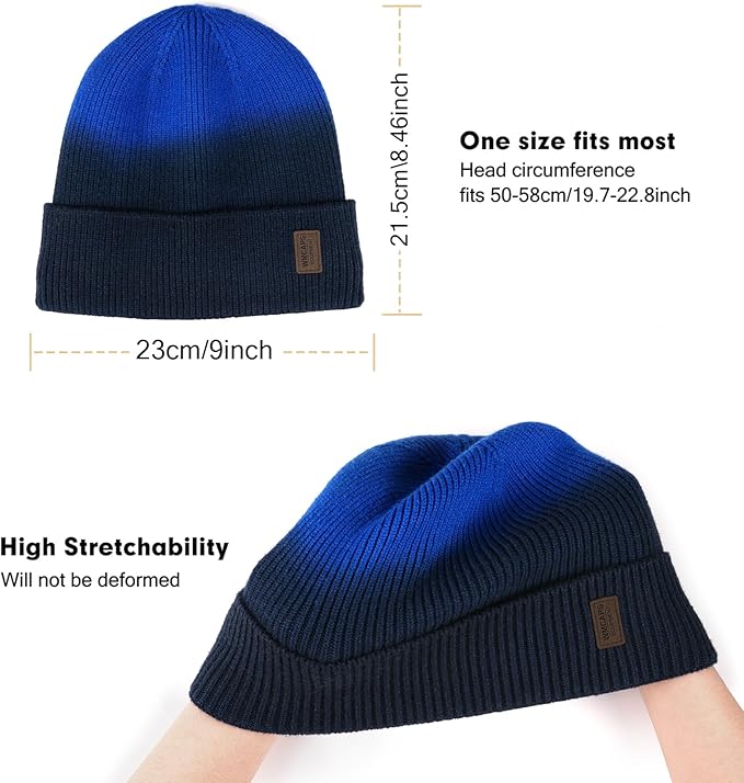 Wmcaps Winter Beanie for Men Women, Fleece Lined Beanie Soft Warm Knit Hat Ski Stocking Cuffed Cap