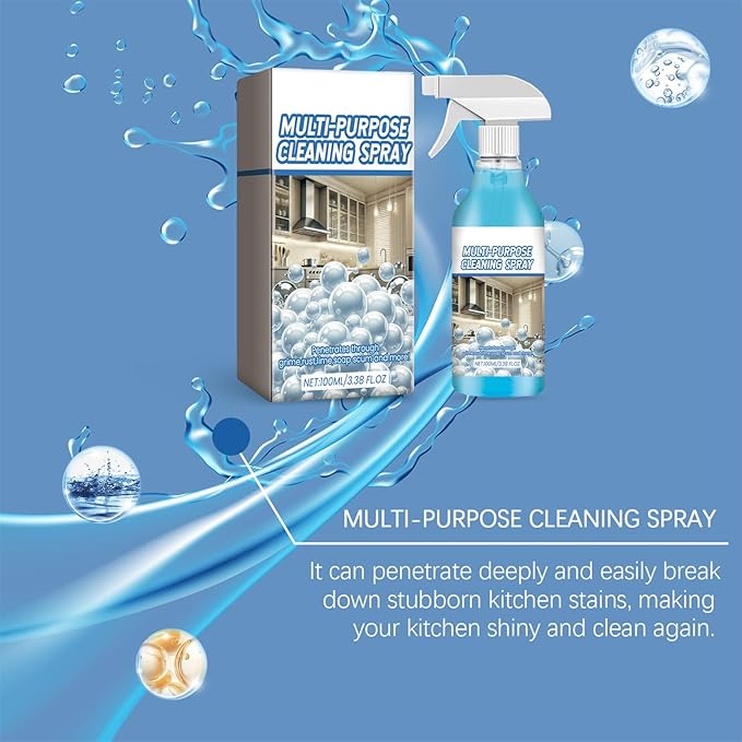 Grease Cleaner, Degreaser Spray, Heavy Duty Kitchen Grime Remover with Fast Action Formula, Cleaning Solution with Easy Spray Nozzle, Household Cleaner for Window Glass Bathroom Toilet Furniture