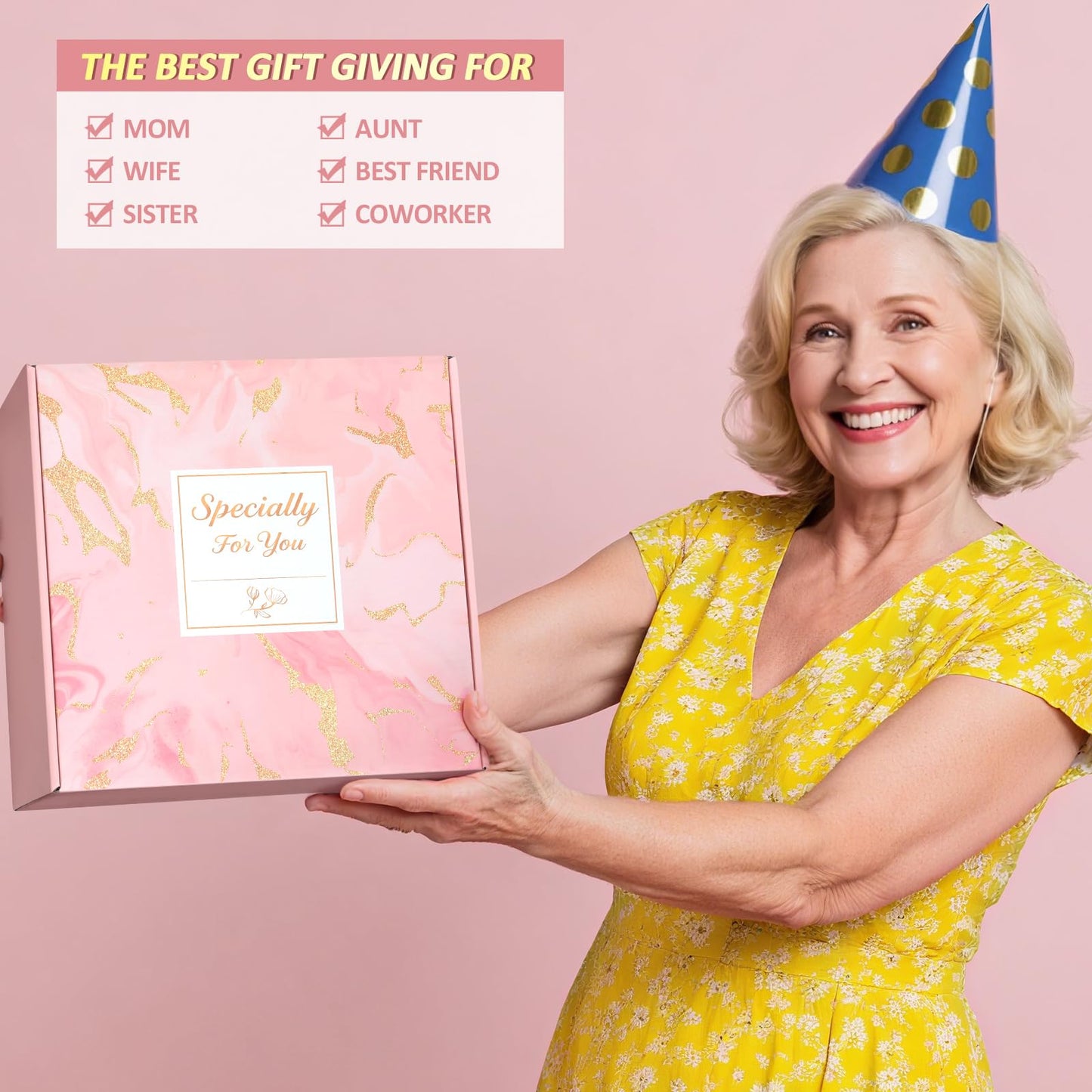 50th Birthday Gifts for Women - 50th Birthday Gifts for Her Happy Birthday Gifts for 50 Year Old Woman with Blankets Wine Glass 1975 Rose SPA Gifts Care Package for Women, Mom, Sister, Friend, Wife