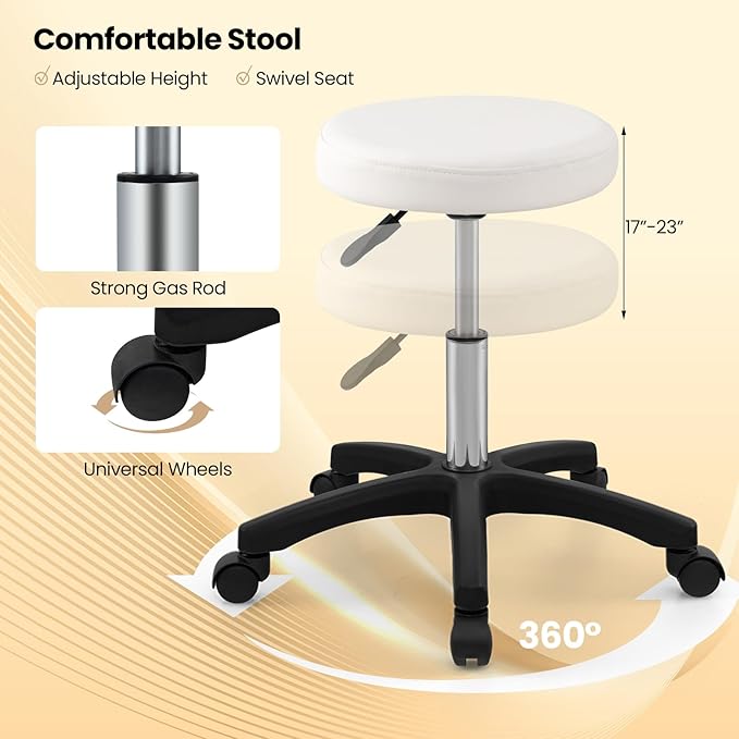Giantex 72" Massage Bed with Hydraulic Stool, 3-Section Tattoo Chair with Adjustable Backrest, Legrest & Storage Boxes, Facial Chair for Professional Massage Lash Beauty Treatment Spa (White)