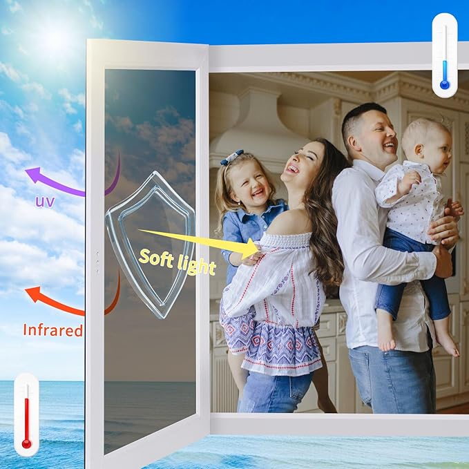Window Privacy Film One Way Daytime Mirror Tint Treatments UV Heat Control Vinyl Stickers Sun Block Glass Paper Door Covering Reflective (Brown Silver, 17.5 Inch x 7.8 Feet)