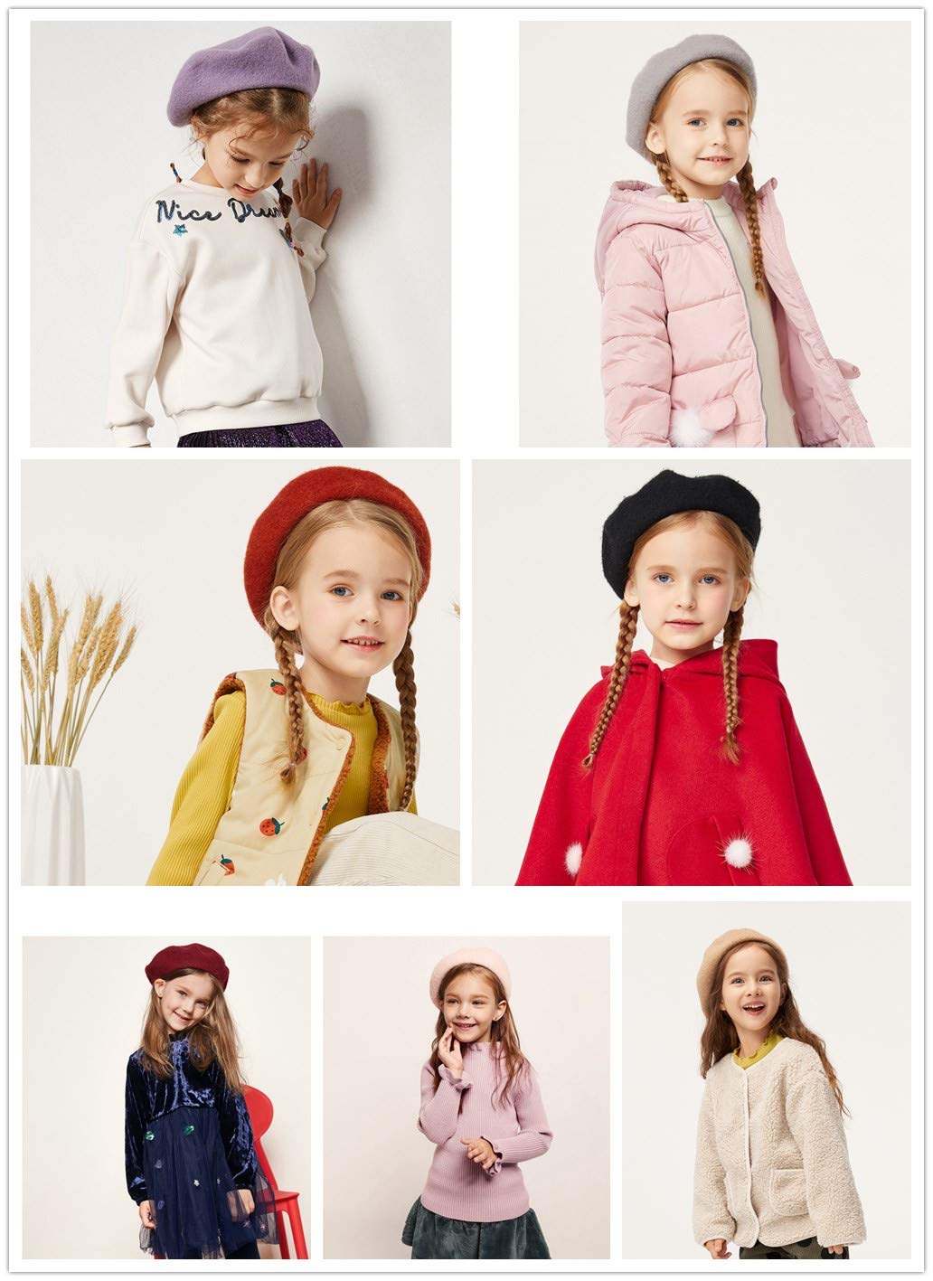 AWAYTR Kids Beret Hats for Girls - Artist French Beret for Toddler Little Girl (Rose red)