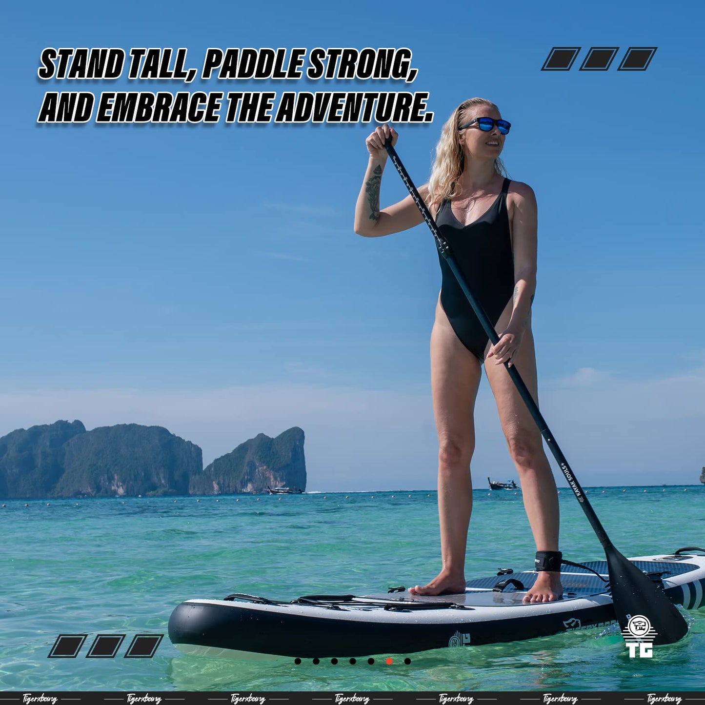 TIGERXBANG Inflatable Stand Up Paddle Boards with Premium SUP Board Accessories, Allround Paddle Boards for Adults/Youth,Defender Collection Black