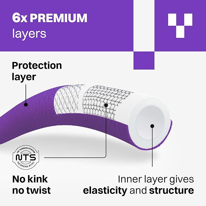 RELAX 100ft Expandable Purple Garden Hose – Lightweight No-Kink Design with Durable Aluminum Fittings, Spray Nozzle & Hose Mender for Home & Garden Watering