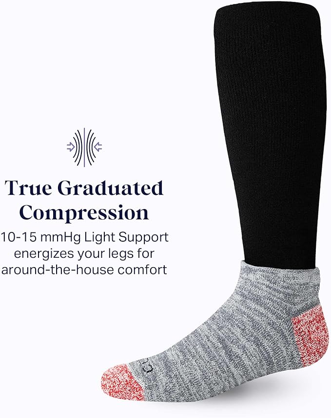 Comrad CozyGrip Slipper Socks - 10-15mmHg Graduated Compression Socks - Dual-Layer Knee High Socks with Anti-Slip Grips