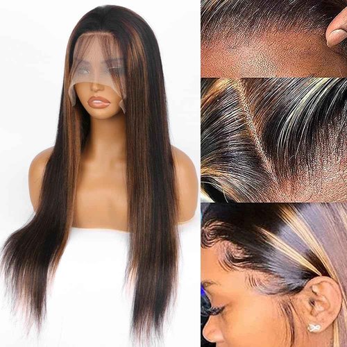 IFTIME Highlight Ombre Lace Front Wig Human Hair 180 density 22 inch straight wigs human hair 13x4 lace front wigs human hair wigs for black women