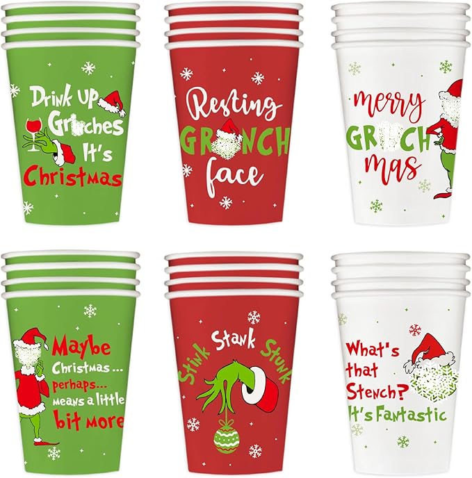Arsemica 60 Pack Christmas Cups, Funny Christmas Party Supplies, 12 oz Holiday Disposable Coffee Paper Cups, Novelty Xmas ...