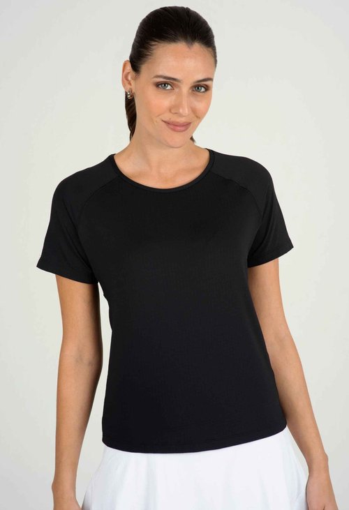 IBKUL Athleisure Wear Sun Protective UPF 50+ Icefil Cooling-Solid Short Sleeve Crew Neck-85000 Black/Solid/L