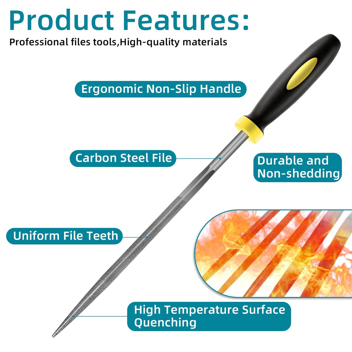 5 pcs Metal Needle File Set,Premium Small File Set, Hardened Alloy Strength Steel File Tools Includes Round, Half-Round, Flat, Square, Triangular File for Detail and Precise Work,by XEKIGU