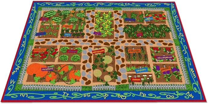 KIDCARPET.COM Garden of Good Health Nylon Area Rug, 6' x 8'6", Multicolored, Educational Classroom Rug, Kids Learning Play Mat | Area Rug for Bedroom or Playroom