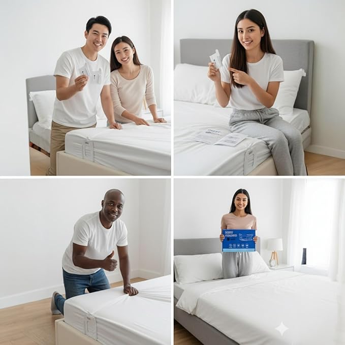 Bed Sheet Holders for Corners - 4 Pack Adjustable Sheet Grippers with Heavy Duty Clips - Bed Sheet Organizers and Storage Fasteners - Non-Slip Sheet Holders Keep Sheets Tight and Secure