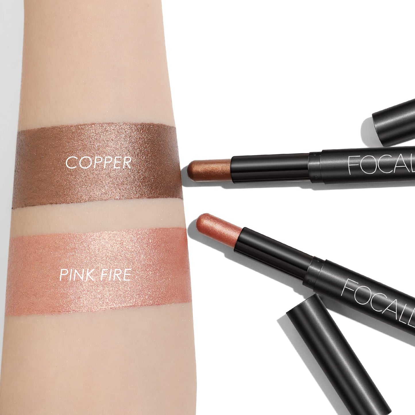 FOCALLURE 2 Pcs Cream Eyeshadow Stick,Brightener Eyeshadow Pencil Crayon,High Pigmented Eye Shadow Pen,Waterproof Long Lasting E