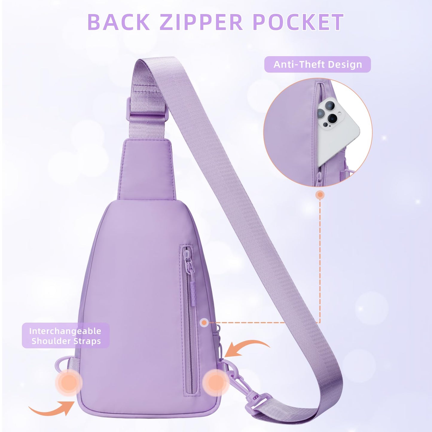 CLOUDWINGS Small Initial Sling Crossbody Bags for Girls Fanny Pack Chest Bag Purse Personalized Birthday Gift - Purple - A