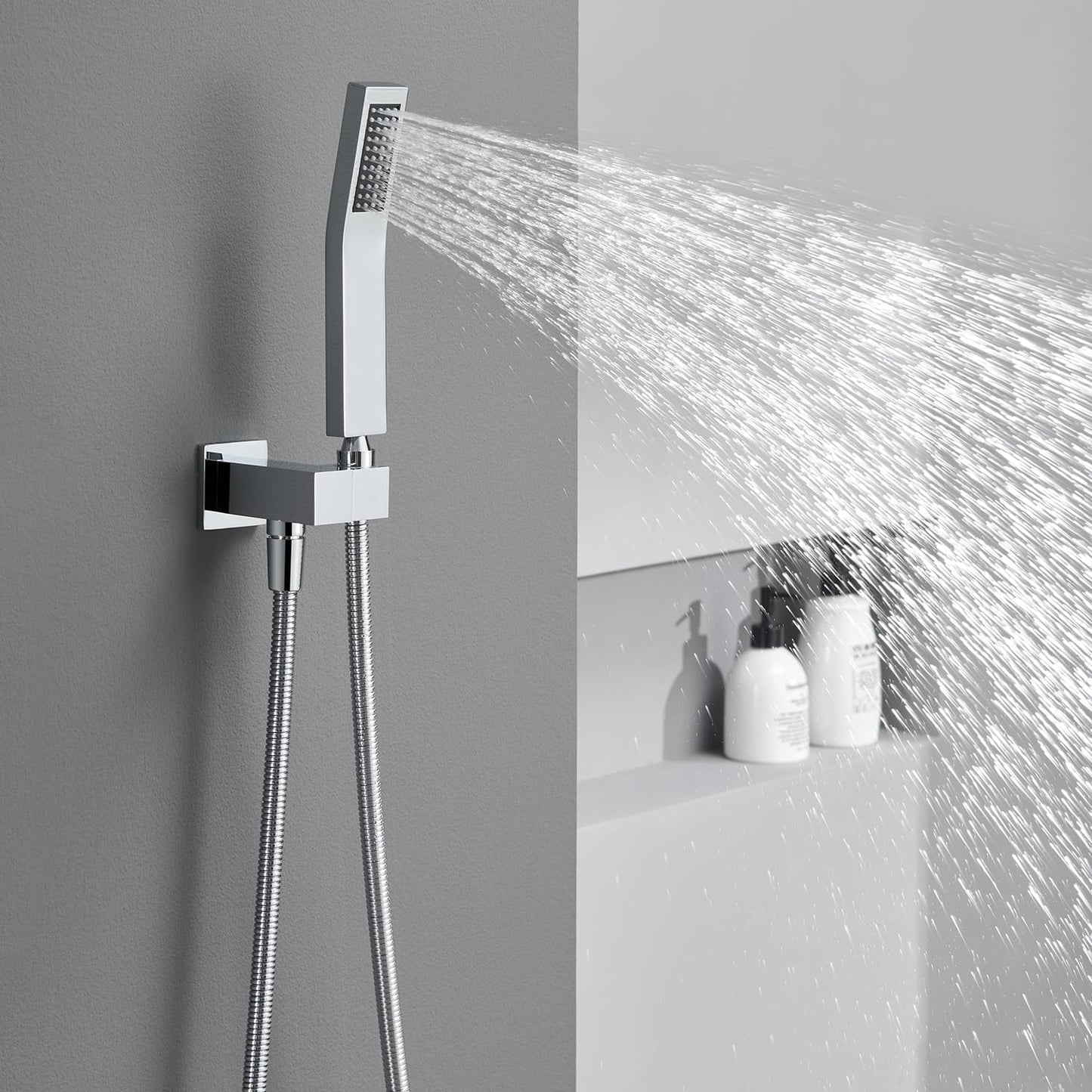 Artiqua Shower System 12 Inches Rain Shower Combo Set Chrome Ceiling Mount Shower Faucet Bathroom Faucets with Rainfall Shower Head and Hand Shower