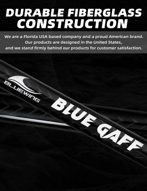 BLUEWING 5ft Heavy Duty Fiberglass Fishing Gaff with Stainless Steel Hook for Tuna Shark Marlin Big Game Saltwater Fish