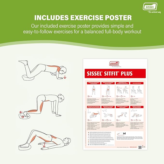 SISSEL SITFIT 14in Red | Active Sitting & Training | Strengthens Back & Pelvic Floor Muscles | Versatile Use: Legs & Veins | Adjustable Pressure | Includes Exercise Poster