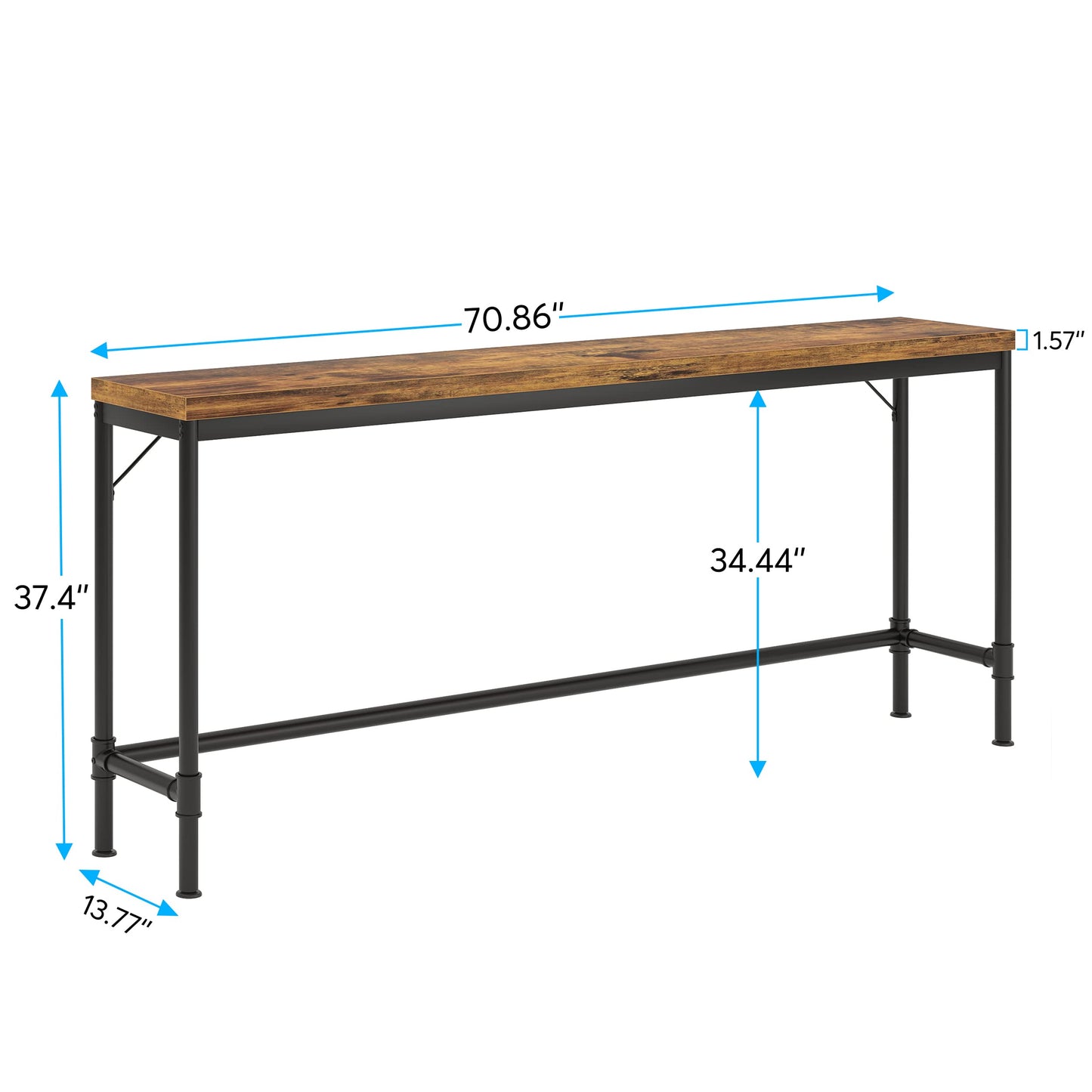 Tribesigns 70.9 Inch Extra Long Console Table, Narrow Sofa Table Behind Couch, Rustic Entryway Hallway Table Industrial Height Bar Table for Living Room