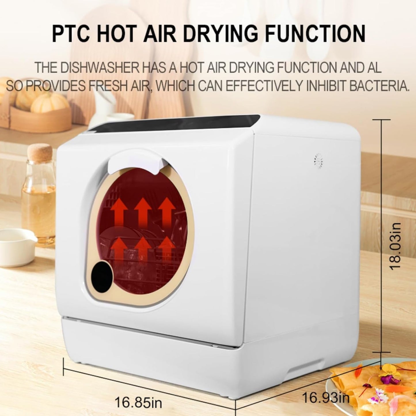 Countertop Dishwasher with built-in water tank, countertop mini portable dishwasher for apartments and RVs, Compact Dishwasher that can wash baby bottles. Dishwasher with drying function.