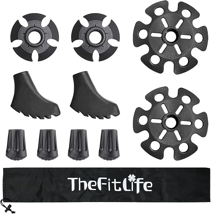 TheFitLife Trekking Poles Accessories Set - Rubber Replacement Pole Tip Protectors Fit Most Standard Hiking, Walking Poles...