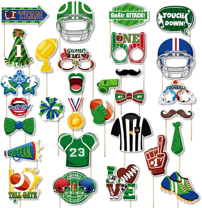 Anor Wishlife Football Photo Booth Props,Game Day,Thoch Down,Sports Booth Props(25CT)