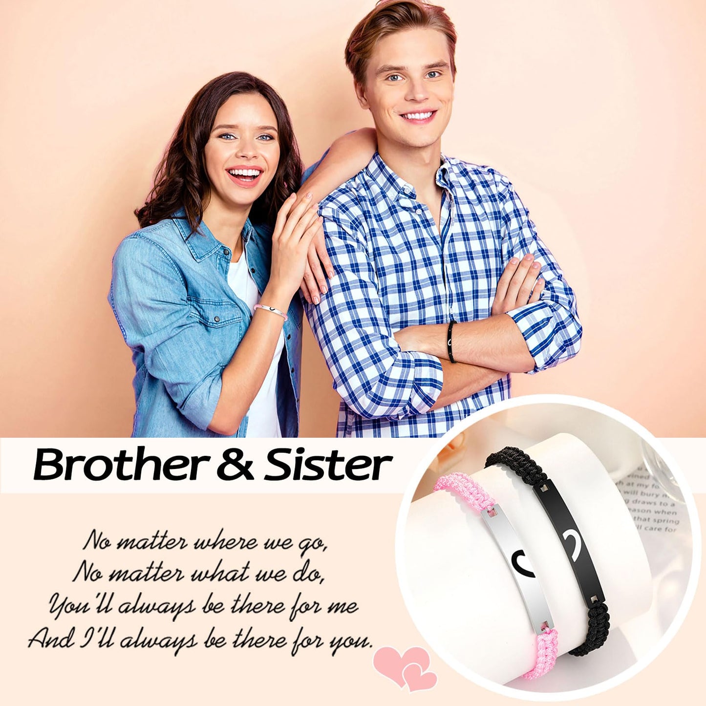 UPROMI Brother Gifts from Sister Bracelets Christmas Fathers' Day Birthday Gifts for Adult Older Big Little Brother Sister