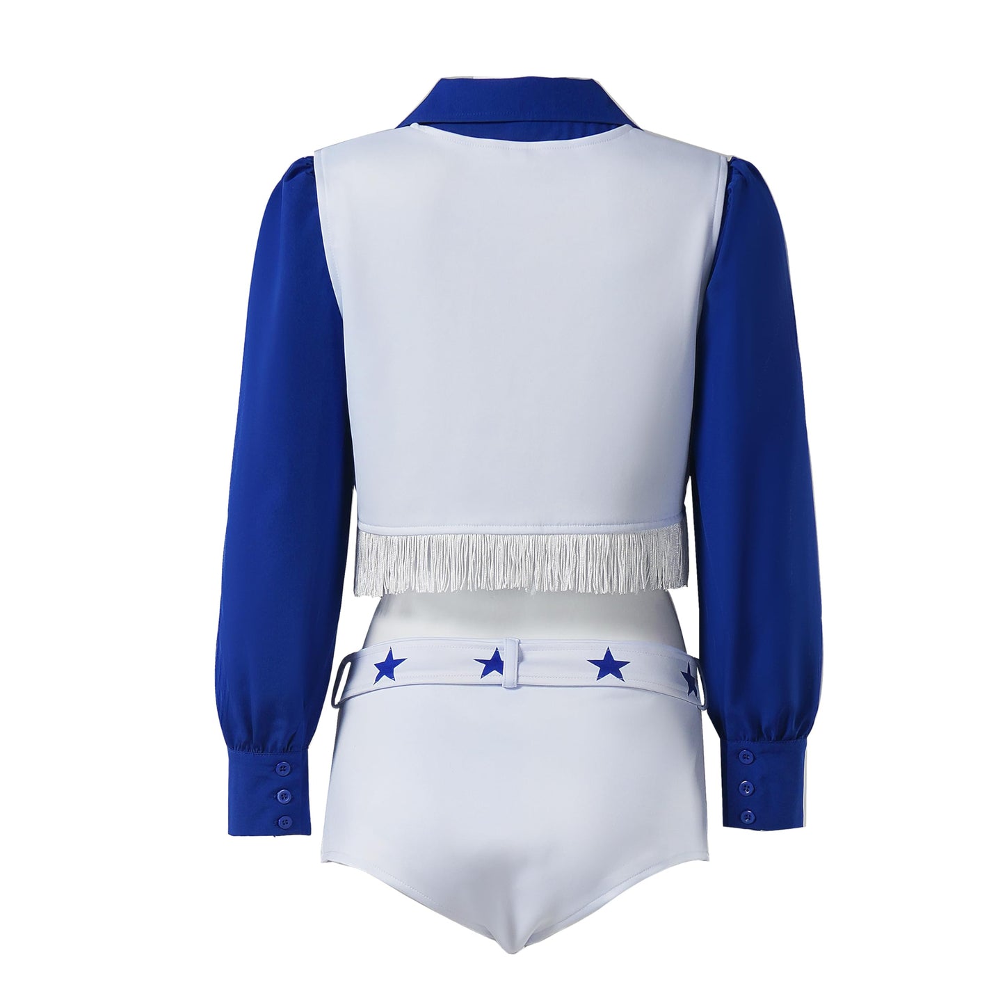 Yolata Adult Star Cowboy Cheerleader Costume Women High School Cheerleading Uniform Two Piece Set (Blue, L), Large